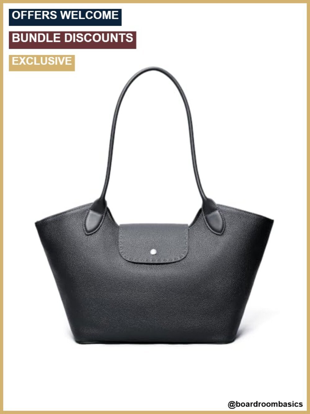 Genuine Leather Minimalist Roomy Tote Shoulder Purse